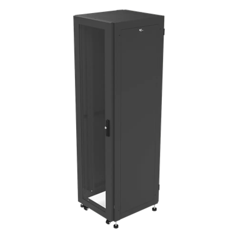 Gabinete Rack 19" / 42UR / 600 x 600 mm / Puerta Seguridad 3 Puntos / Cristal Templado / Laterales Desmontables