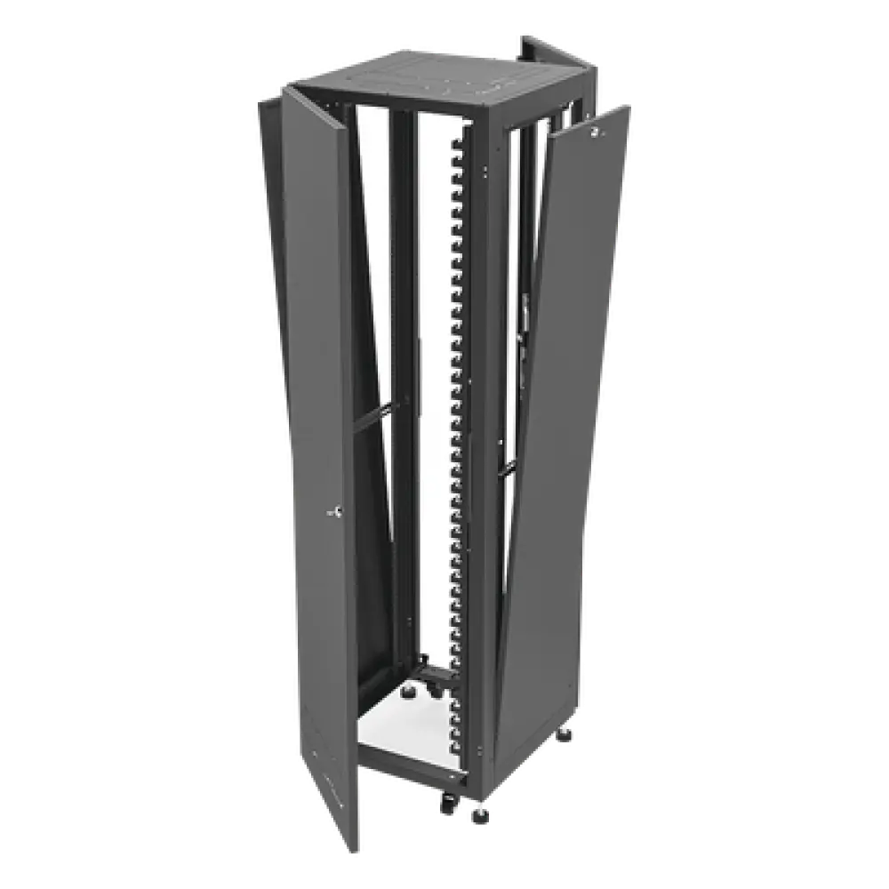 Gabinete Rack 19" / 42UR / 600 x 600 mm / Puerta Seguridad 3 Puntos / Cristal Templado / Laterales Desmontables