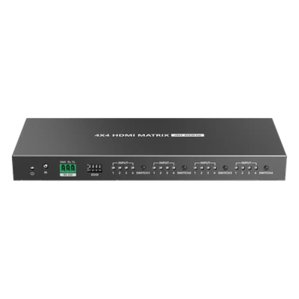 Switch Matricial HDMI / 4x4 / 4K UHD 4096x2160@60Hz / HDR10 / 18 Gbps / 600 MHz / Audio 7.1 / EDID / Downscaling Automático