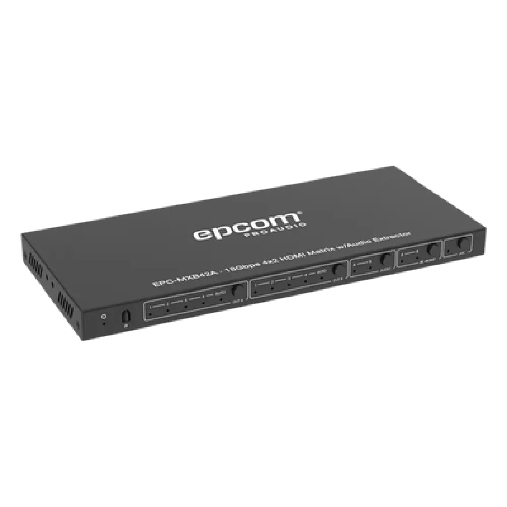 Matriz HDMI / 4 Entradas x 2 Salidas / 4K2K@60Hz / HDR / YCbCr 4:4:4 / HDCP 2.2 / 18 Gbps / Extractor de Audio / Downscaling 4K a 1080p