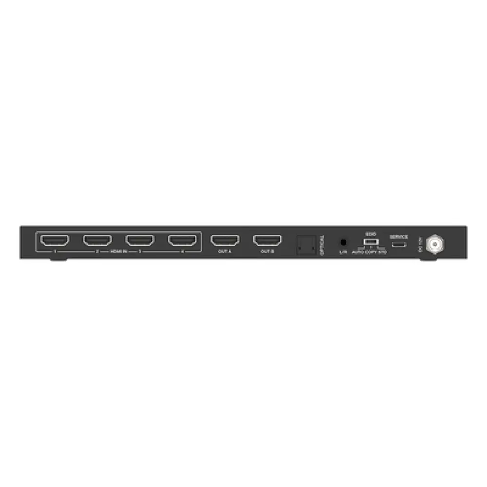 Matriz HDMI / 4 Entradas x 2 Salidas / 4K2K@60Hz / HDR / YCbCr 4:4:4 / HDCP 2.2 / 18 Gbps / Extractor de Audio / Downscaling 4K a 1080p