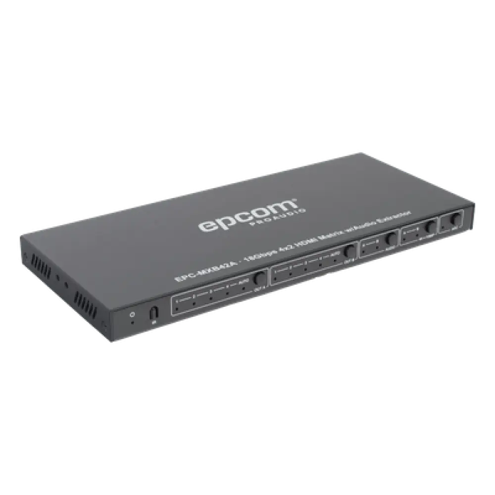 Matriz HDMI / 4 Entradas x 2 Salidas / 4K2K@60Hz / HDR / YCbCr 4:4:4 / HDCP 2.2 / 18 Gbps / Extractor de Audio / Downscaling 4K a 1080p