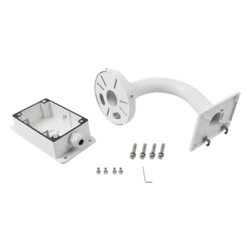 Montaje Universal de Pared / Cuello de Ganso Anti-Retorno / Caja de Conexiones Exterior / Carga 4.5 kg / Aluminio Blanco
