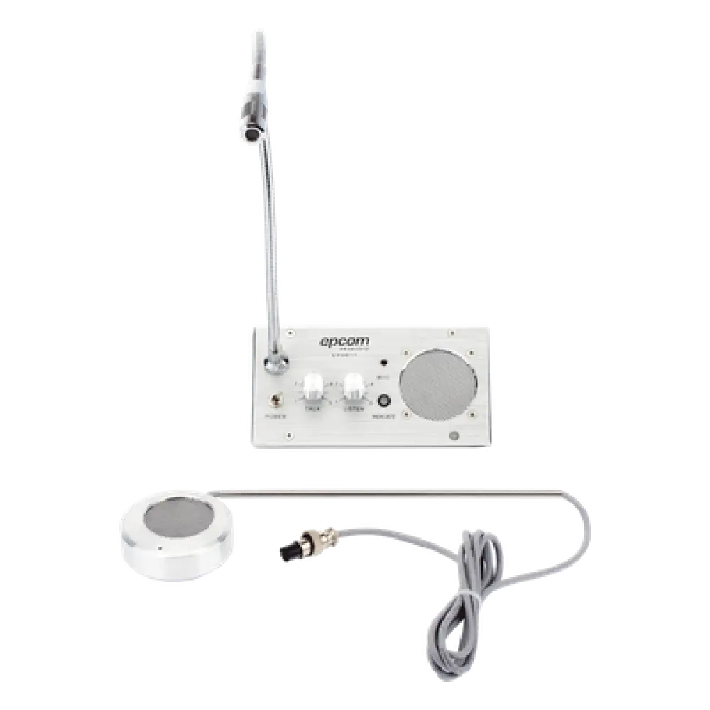 Sistema de Intercomunicación de Ventanilla / Audio Bidireccional / Captación 50 cm / Micrófono Dual Interior y Exterior / Carcasa de Aluminio Espacial / 12V / 2W