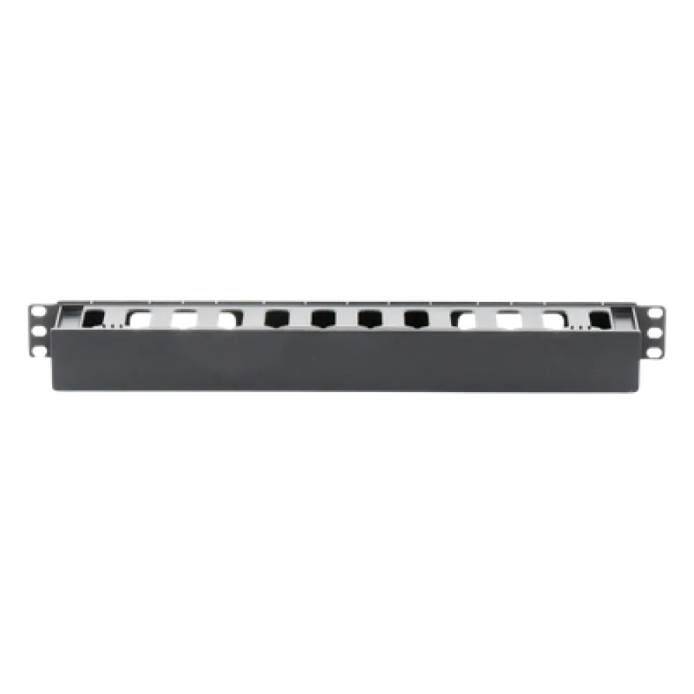 Organizador de Cables Horizontal / 1U / Rack 19" / Plástico ABS Resistente / Pintura Electrostática Negra