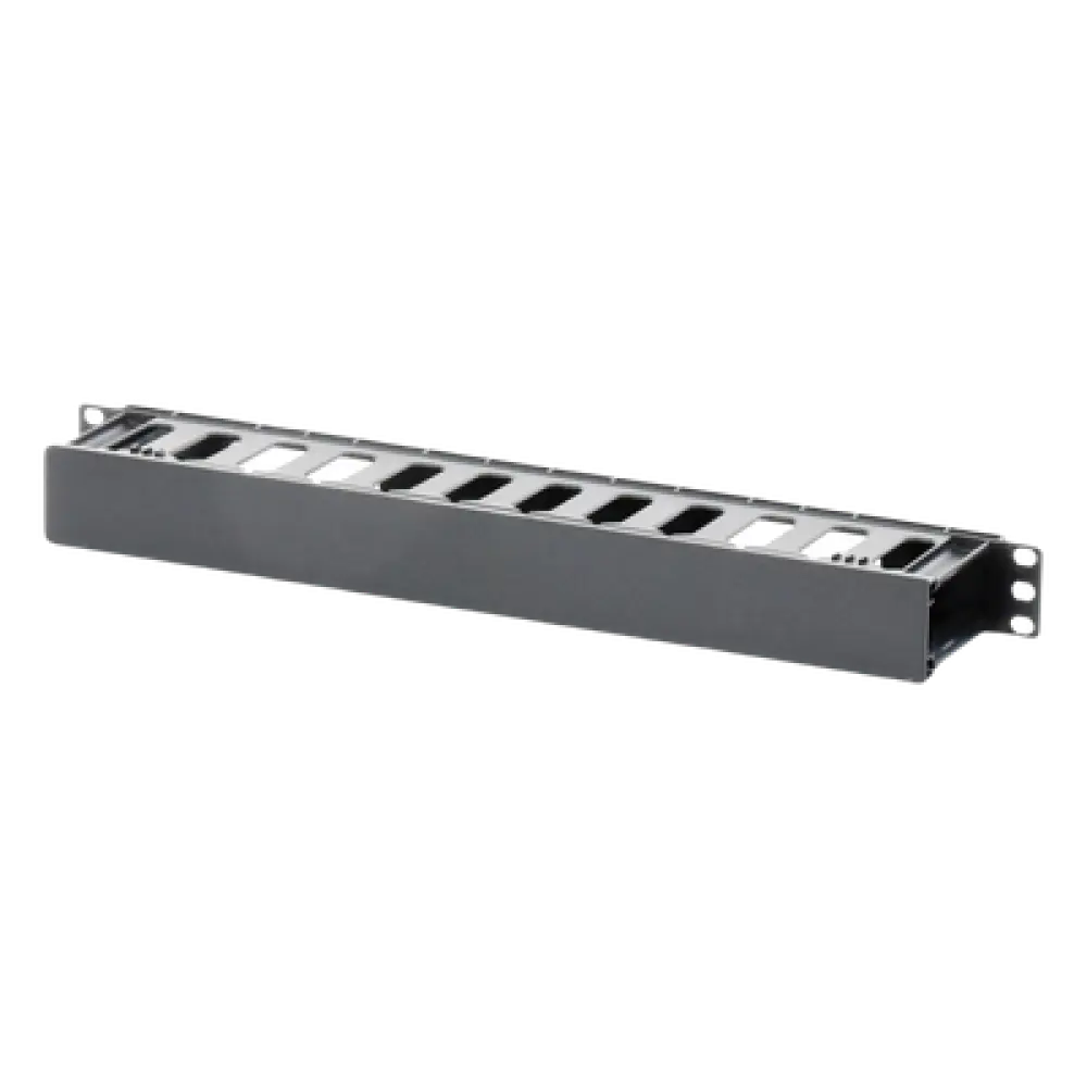 Organizador de Cables Horizontal / 1U / Rack 19" / Plástico ABS Resistente / Pintura Electrostática Negra