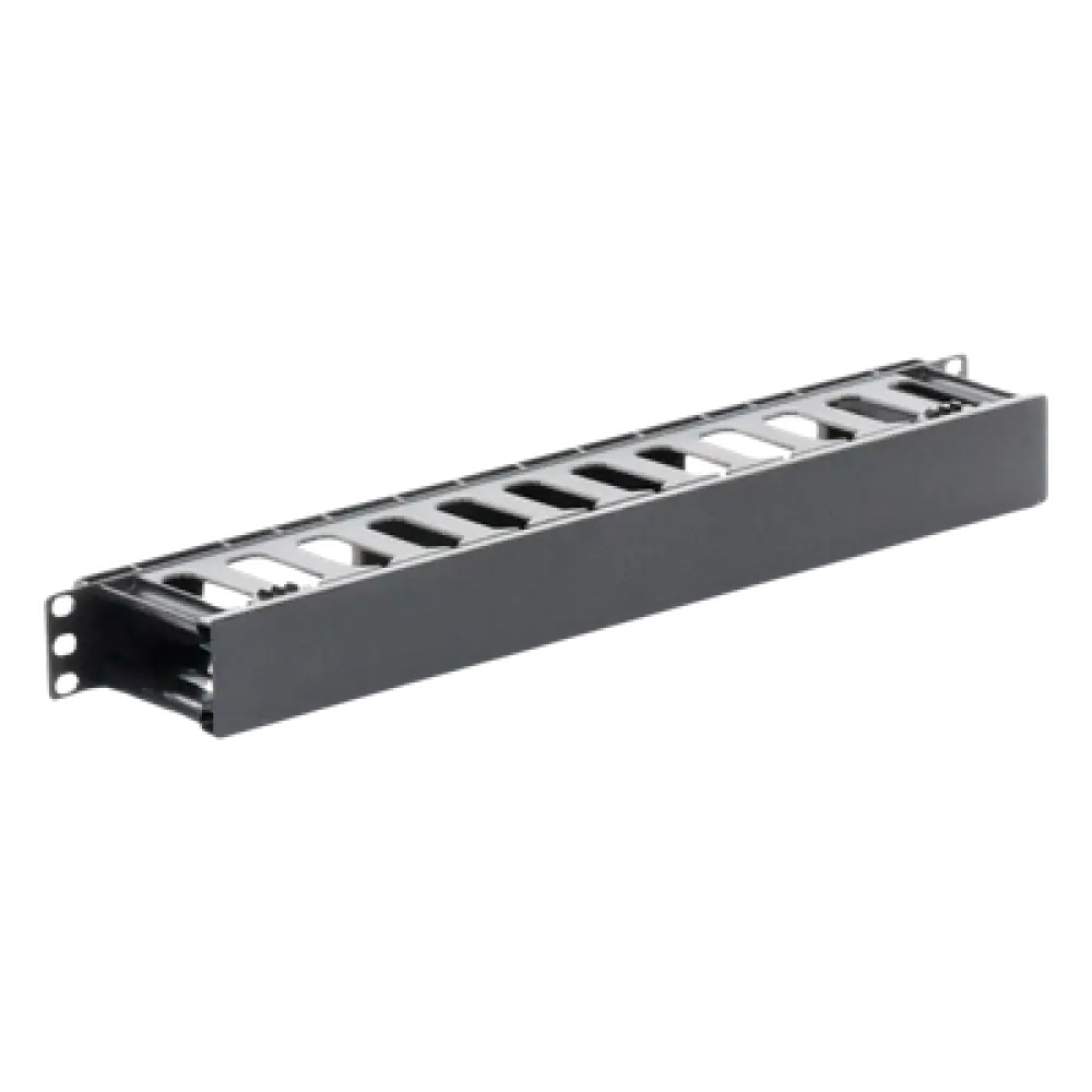 Organizador de Cables Horizontal / 1U / Rack 19" / Plástico ABS Resistente / Pintura Electrostática Negra