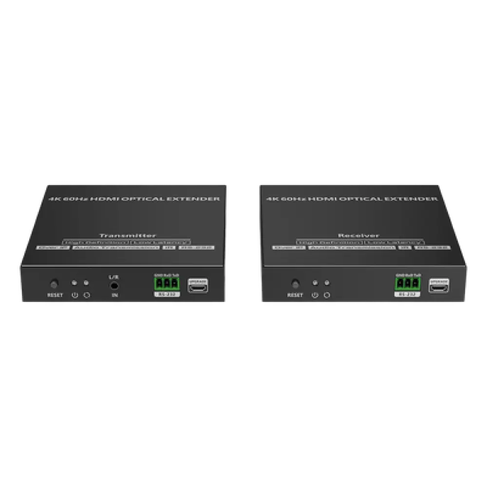 Extensor HDMI por Fibra Óptica / 4K@60Hz / Alcance 40 km (131,233 ft) / HDMI 2.0 / HDCP 2.2 / IR Bidireccional / RS-232