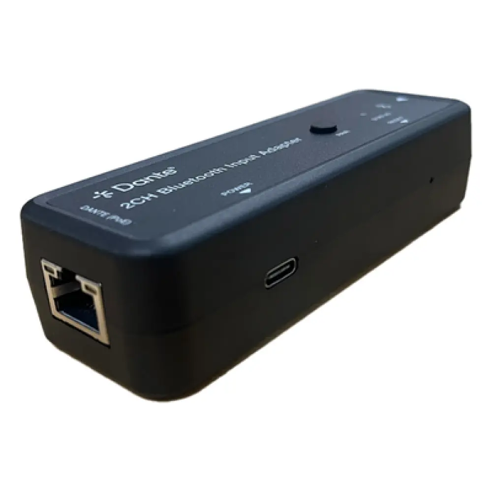 Extensor de Audio / Entrada Bluetooth 2 Canales / Salida Dante® Digital / Latencia 1-5 ms / PoE / Transmisión 100 m (328 ft)