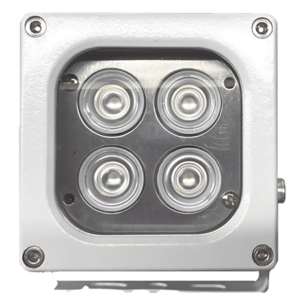 Iluminador LED / Luz Blanca / Alcance 10 m (32.8 ft) / Ángulo 120° / IP66 / 12VCC/24VCA / Fotocélula Integrada