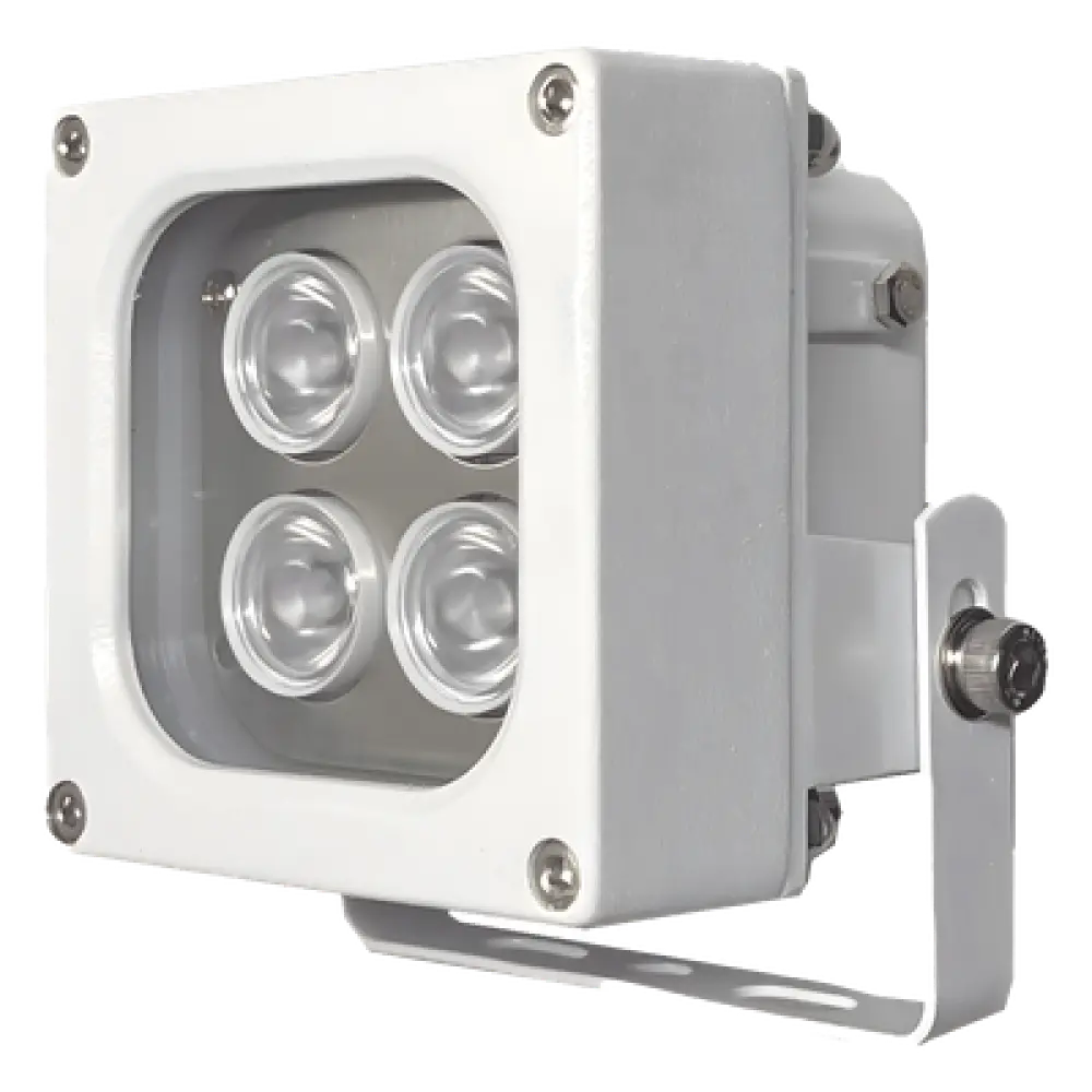 Iluminador LED / Luz Blanca / Alcance 10 m (32.8 ft) / Ángulo 120° / IP66 / 12VCC/24VCA / Fotocélula Integrada