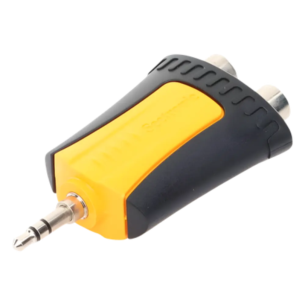 Adaptador de Audio / 3.5 mm Estéreo a 2 RCA Hembra / Carcasa de Plástico / Precableado