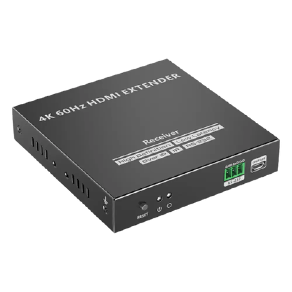 Receptor HDMI IP / 4K UHD @60Hz / 18 Gbps / Cat 6/6a/7 hasta 120 m (393.7 ft) / HDCP 2.2 / IR 20-60 kHz