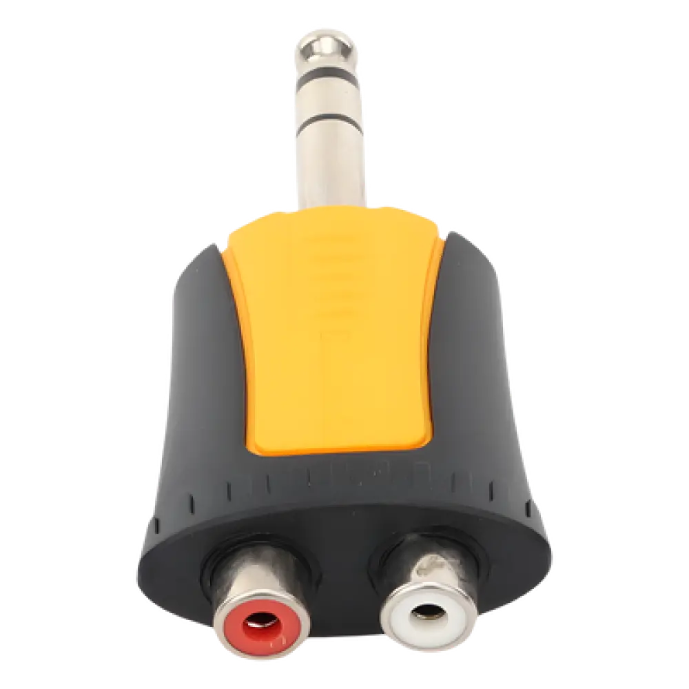 Adaptador de Audio Estéreo / Plug 1/4" (6.3 mm) a 2 x RCA Hembra / Carcasa Plástica / Precableado