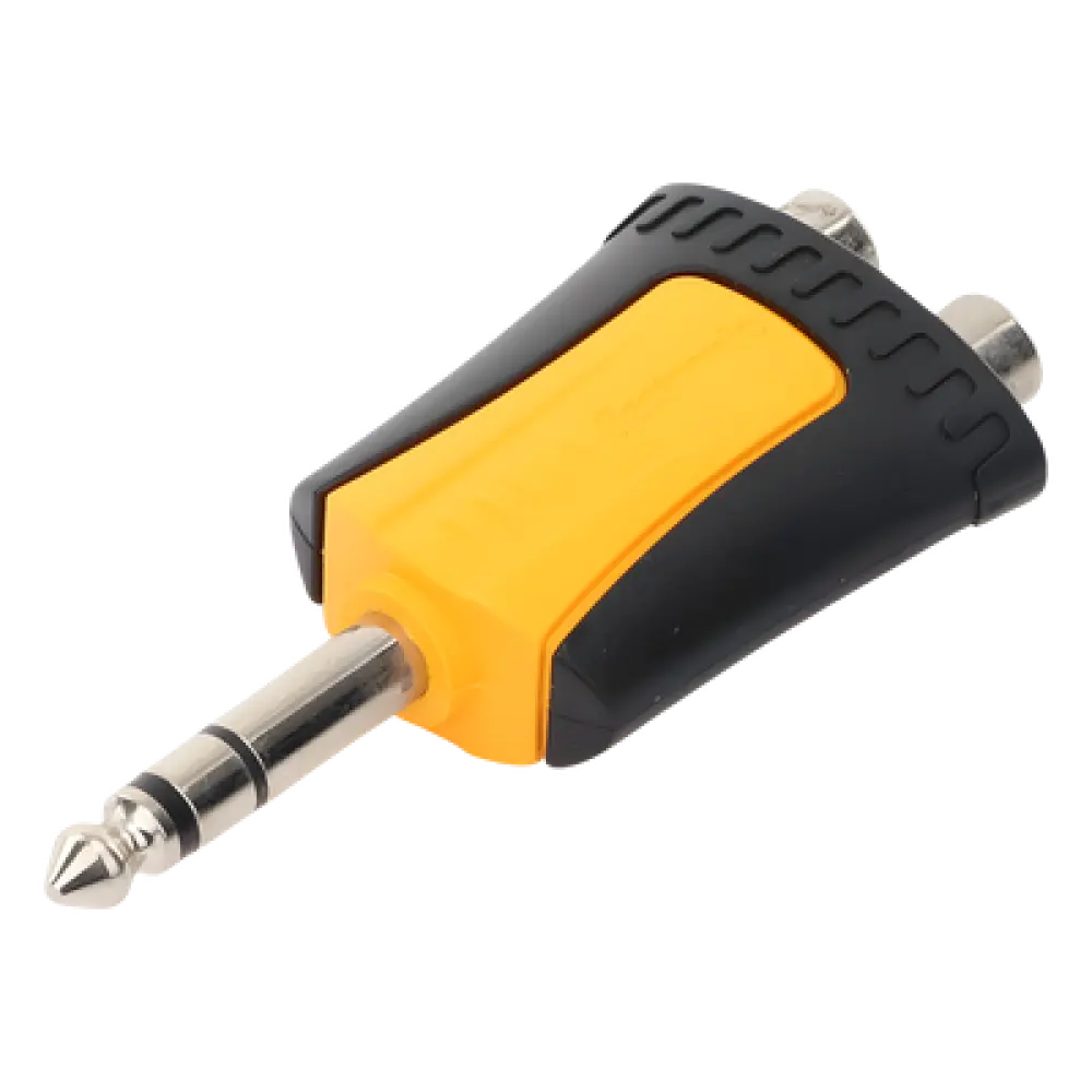 Adaptador de Audio Estéreo / Plug 1/4" (6.3 mm) a 2 x RCA Hembra / Carcasa Plástica / Precableado