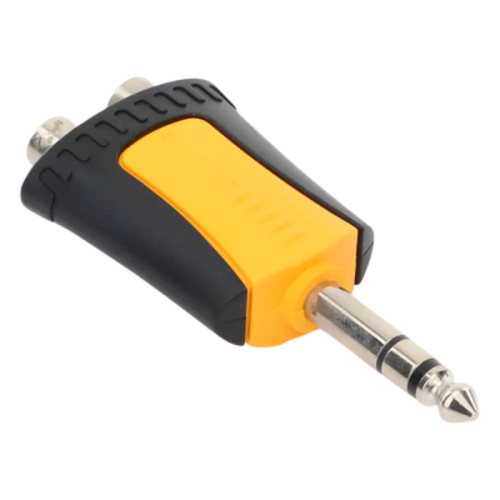 Adaptador de Audio Estéreo / Plug 1/4" (6.3 mm) a 2 x RCA Hembra / Carcasa Plástica / Precableado