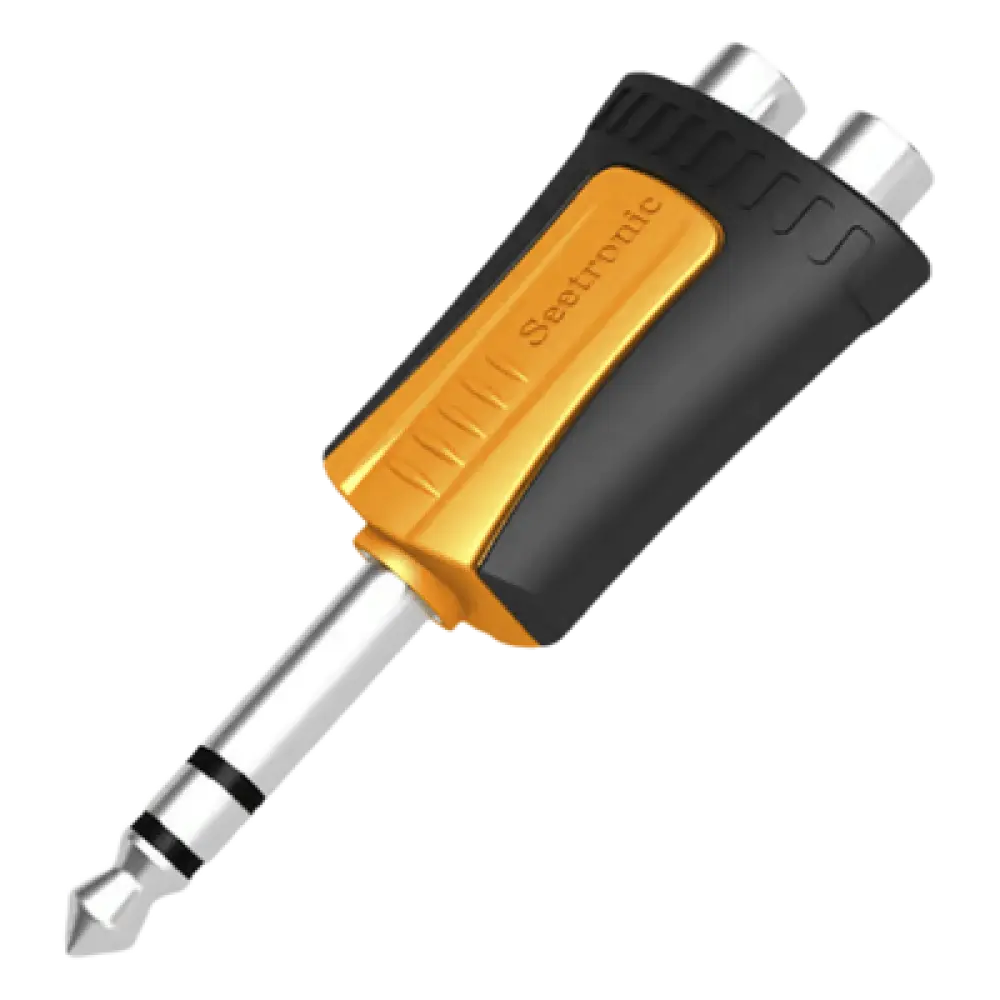 Adaptador de Audio Estéreo / Plug 1/4" (6.3 mm) a 2 x RCA Hembra / Carcasa Plástica / Precableado