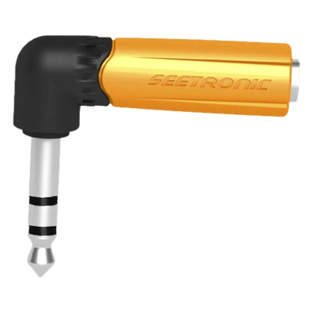 Adaptador de Audio Estéreo / Jack 1/4in a 1/4in / Ángulo Recto / Carcasa Plástica