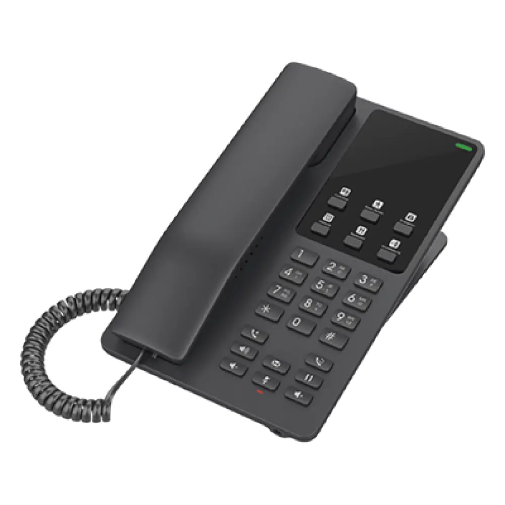 Teléfono IP Hotelero / 2 Líneas SIP / Audio HD Opus / 6 Teclas Programables / 10 Marcación Rápida / Montaje Pared o Escritorio