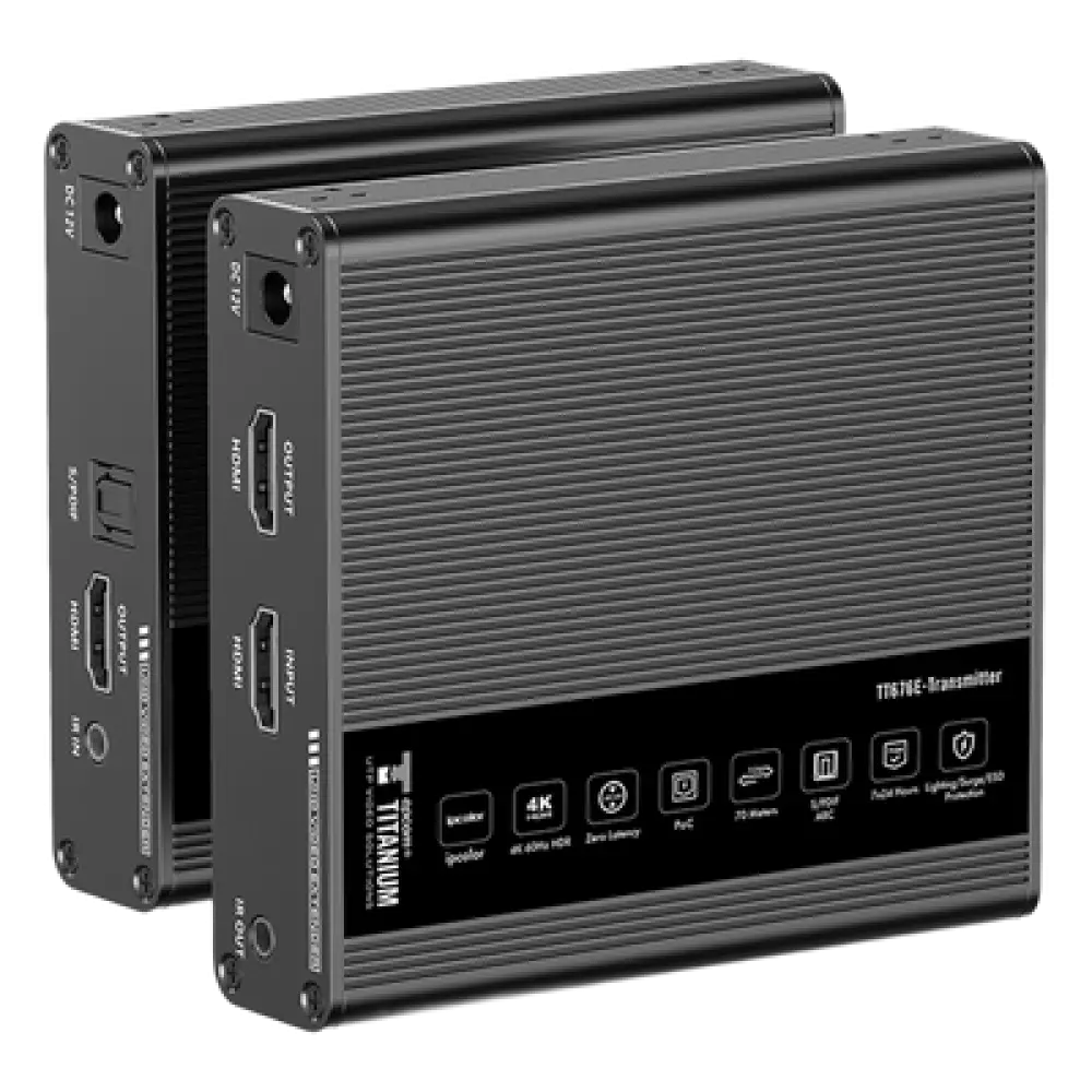 Extensor HDMI / 4K@60Hz / Sin Compresión / Cero Latencia / 70 m (229.7 ft) / Cat 6/6a/7 / PoC / IR Bidireccional / HDR10