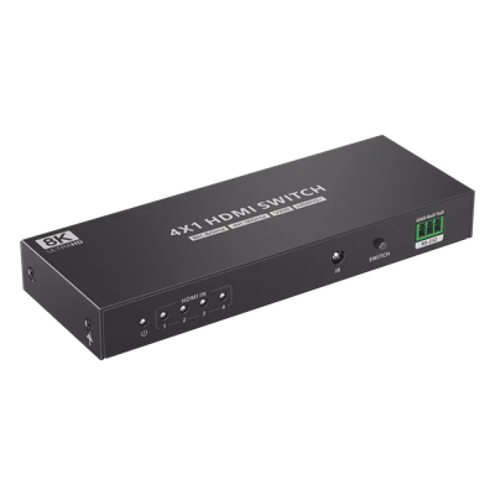 Conmutador HDMI / 4 Entradas 1 Salida / 8K@60Hz / 48 Gbps / HDMI 2.1 / Control IR y RS-232