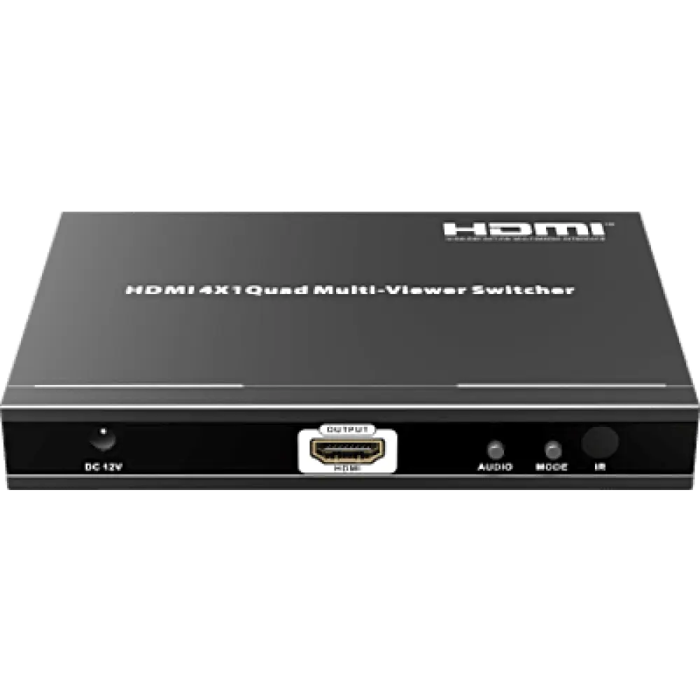 Switch Multiviewer HDMI / 4 Entradas a 1 Salida / 1080p @ 60Hz / Quad / Full Screen / Dual / Control Remoto