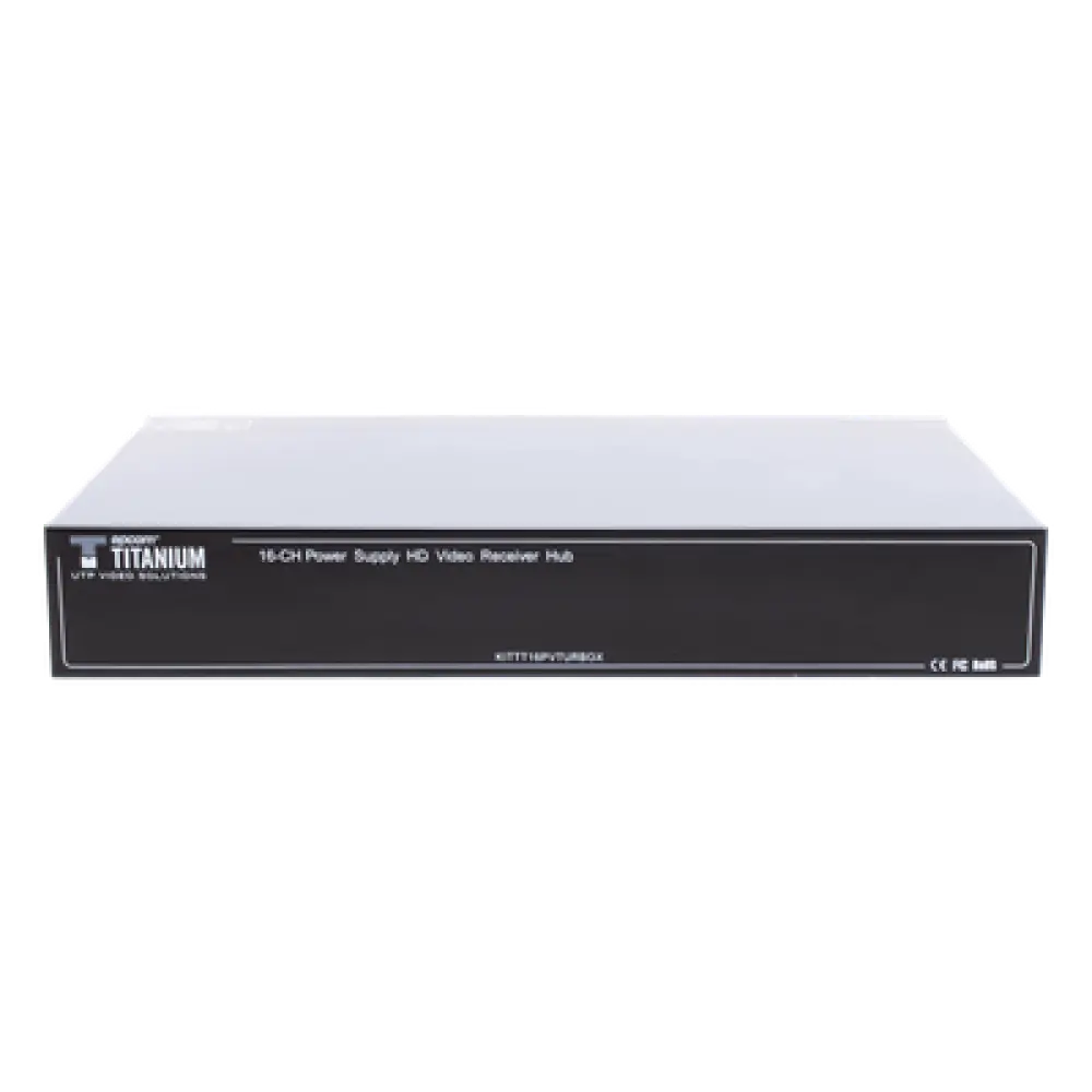(SOLO RECEPTOR) TRANSCEPTOR ACTIVO DE 16 CANALES / VIDEO+PODER en un solo Cable UTP / 150 metros en 4K, 200 metros en 5 MP/ Envía 36 Vcc y Recibe 12 Vcc / TODO INCLUIDO PARA RACK / HD-TVI/CVI/AHD/CVBS / SIN RUIDO / INSTALACIÓN LIMPIA.