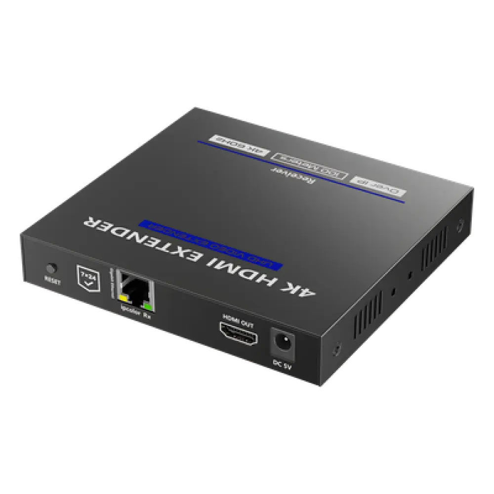 Receptor HDMI IP / 4K@60Hz / Cero Latencia / Extensión 100 m (328.1 ft) / Cat 6/6a/7 / Audio 7.1 / IR Bidireccional / ARC / HDMI Loop Out