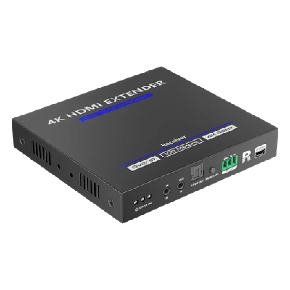 Receptor HDMI IP / 4K@60Hz / Cero Latencia / Extensión 100 m (328.1 ft) / Cat 6/6a/7 / Audio 7.1 / IR Bidireccional / ARC / HDMI Loop Out