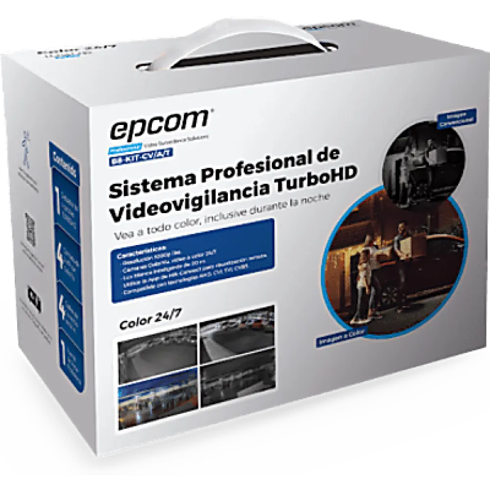 Kit TurboHD / DVR 4 Canales / 4 Cámaras Bala ColorVu / 1080p Lite / H.265+ / IP66 / Audio Integrado