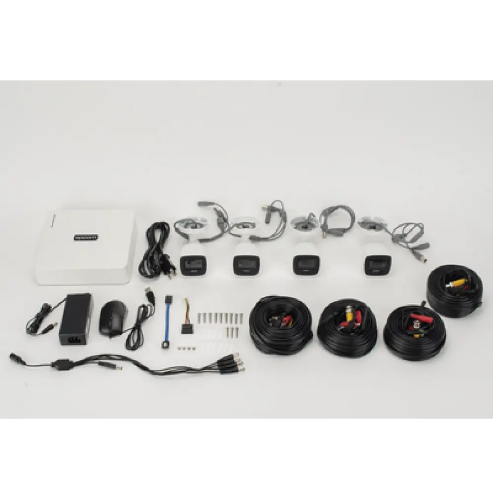 Kit de Videovigilancia TurboHD / 1080p Lite / DVR 4 Canales / 4 Cámaras Bala / Dual Light 20 m (65.6 ft) / Audio Integrado / IP66