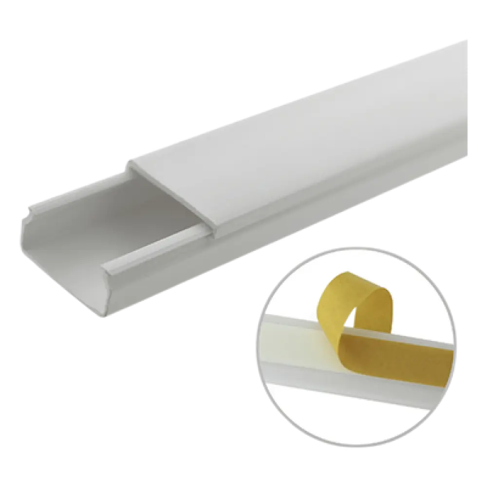 Canaleta de PVC / 20 x 10 mm / 1.83 m (6 ft) / Sin División / Autoextinguible / Adhesiva / Anti-UV