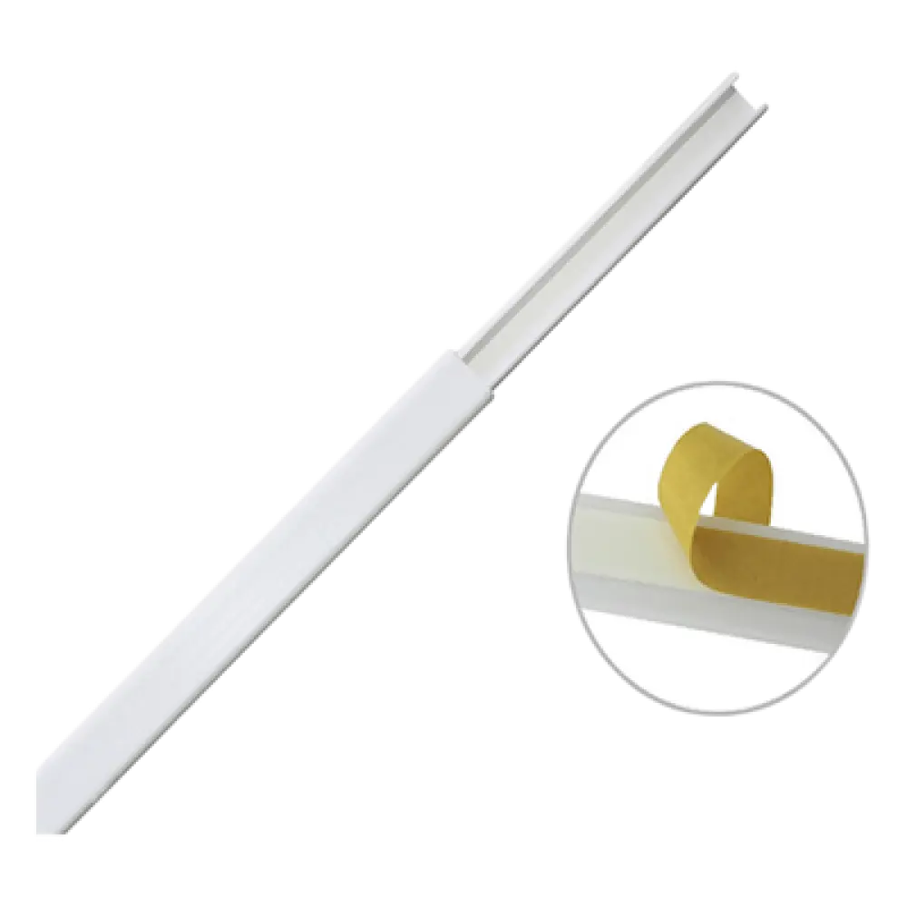 Canaleta de PVC / 12 x 8 mm / Una Vía / 6 Pies (1.83 m) / Cinta Adhesiva / -40°C a +85°C / Auto-extinguible