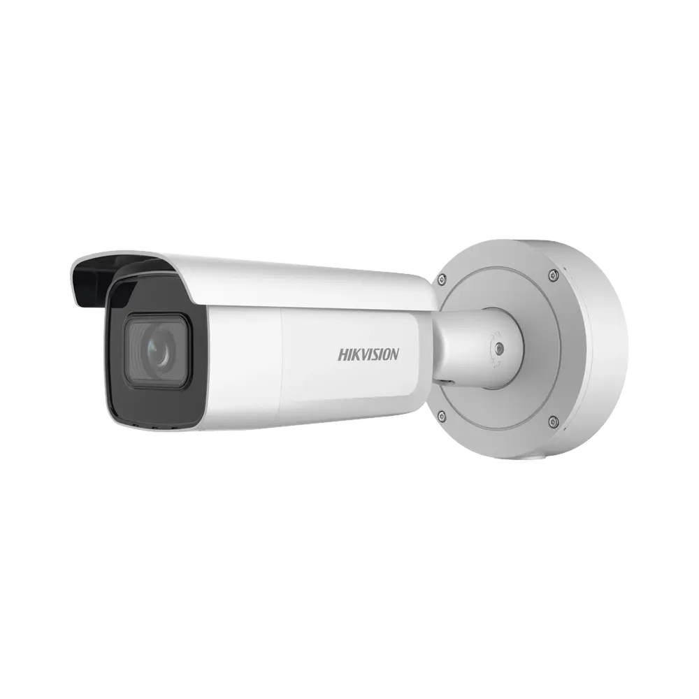 Bala IP 4 Megapixel / Lente Mot. 2.7 a 13.5 mm / 60 mts IR EXIR / Exterior IP67 / IK10 / Anticorrosivo / WDR 120 dB / PoE + / Micro SD / 4 Analíticos: AcuSense, Deteccion Facial, Conteo de Personas por Cruce y Zona