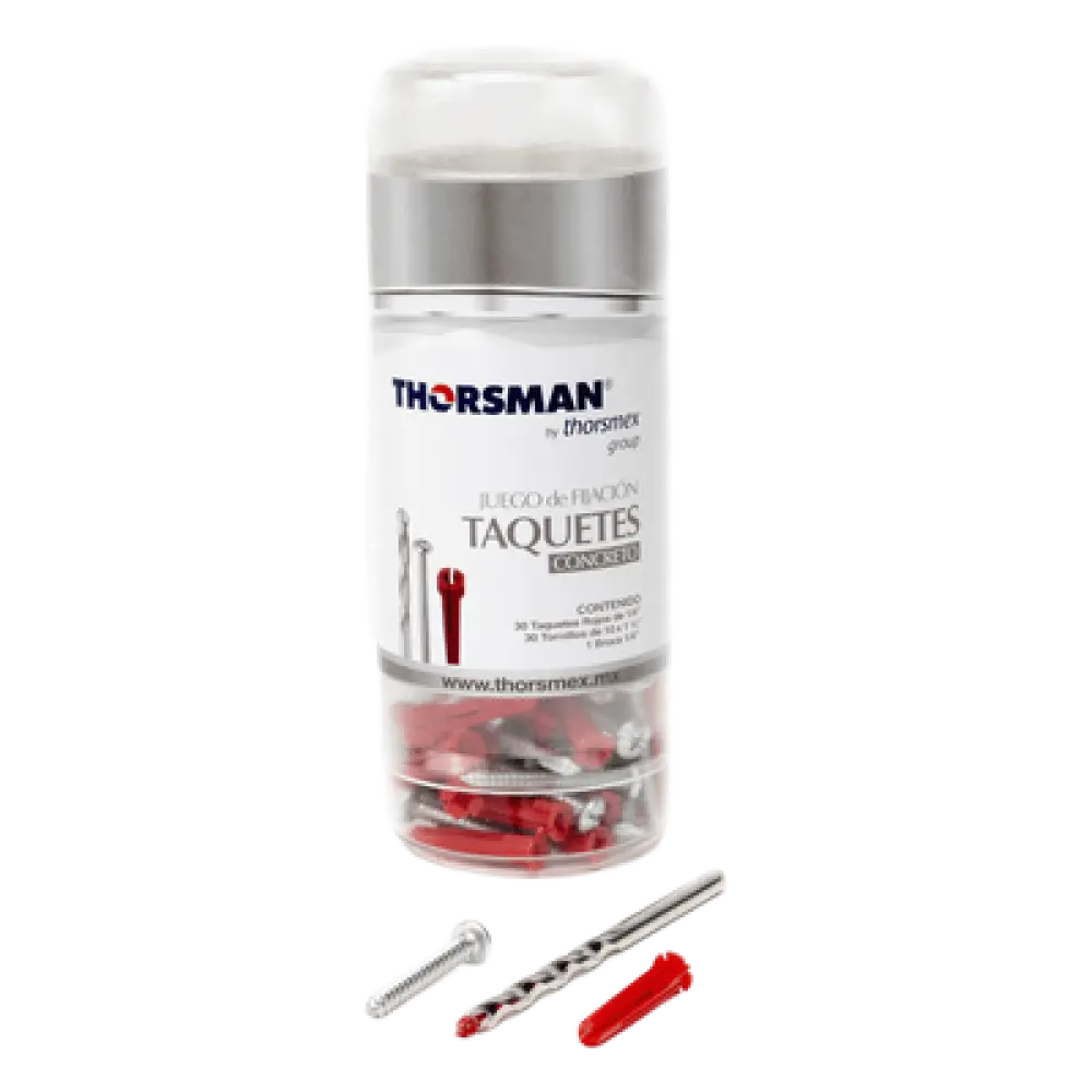 Kit de Fijación para Concreto / Doble Expansión Multidireccional / Carga 60 kg / 30 Taquetes 1/4" / Rango Térmico -50°C a +80°C