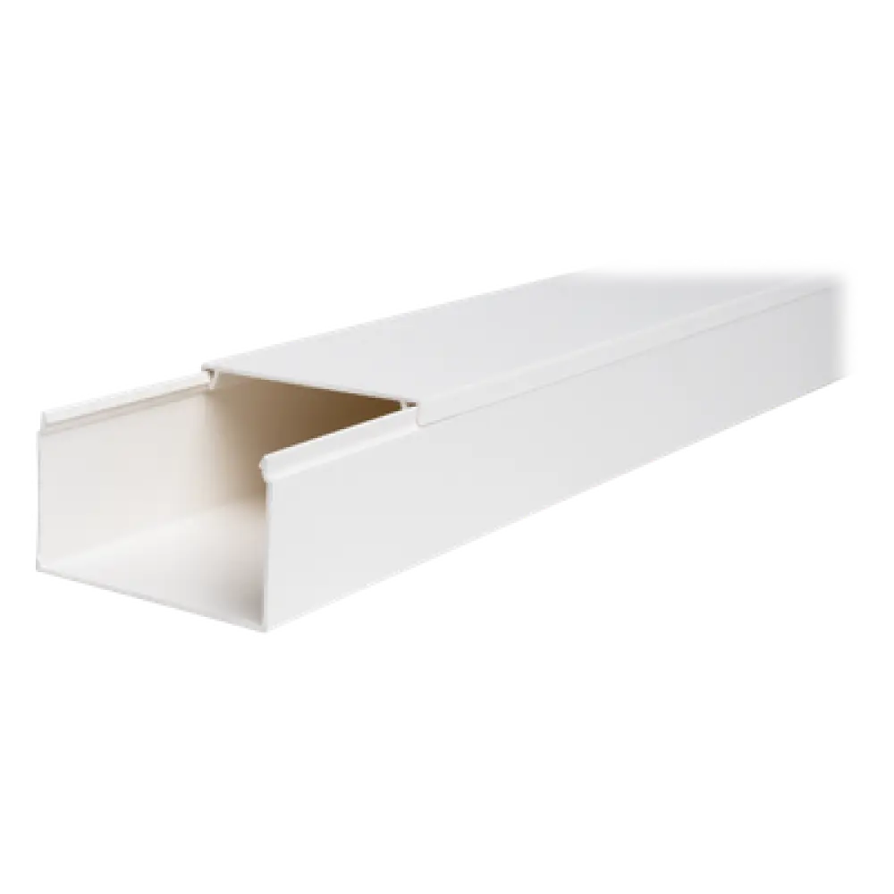 Canaleta de PVC / 45 mm x 77 mm x 2.5 m (8.2 ft) / Autoextinguible / Resistente a UV y Humedad / Rango -5°C a +65°C