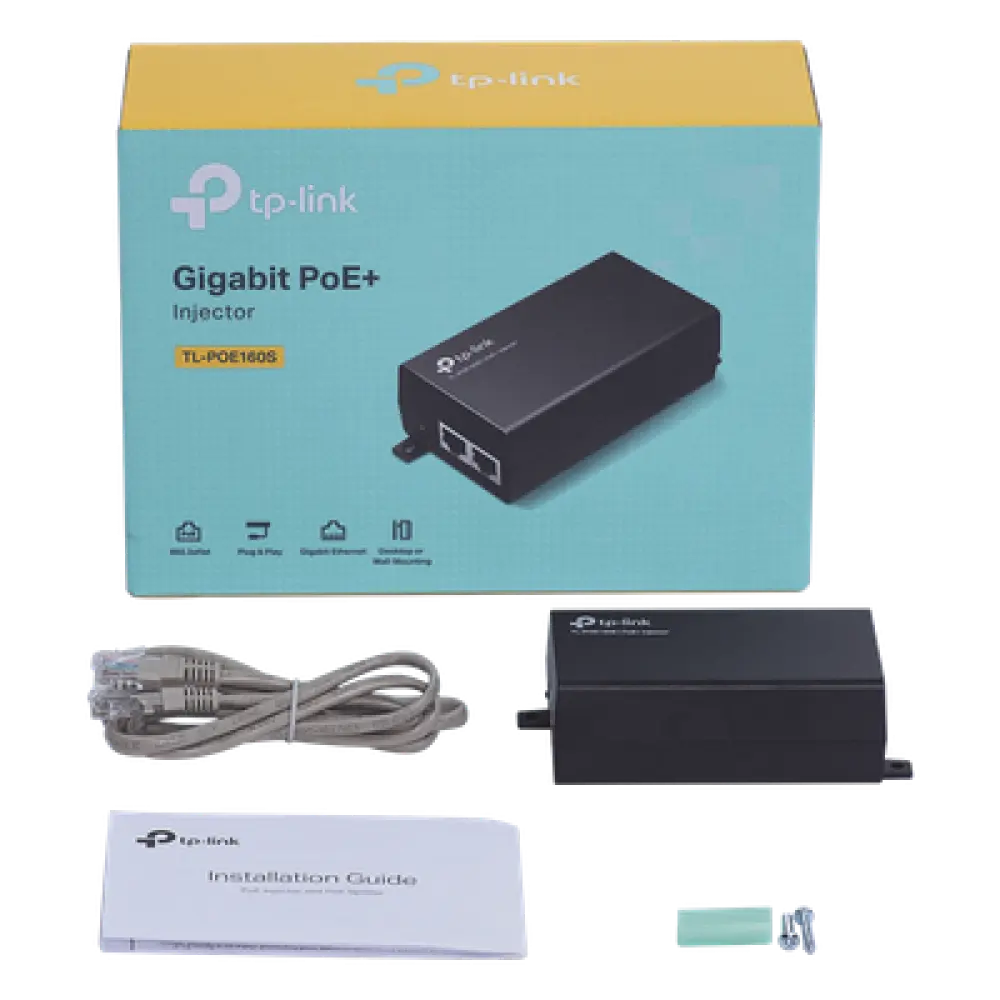 Inyector PoE+ / 30W / Gigabit 802.3af/at / 2 Puertos 10/100/1000 Mbps / Alcance 100 m (328 ft) / Plug and Play