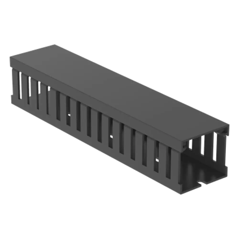 Canaleta Ranurada de PVC con Tapa / 44.5 mm Ancho / 41.1 mm Alto / 2 m (6.56 ft) Largo / Grado V-0 / Gris