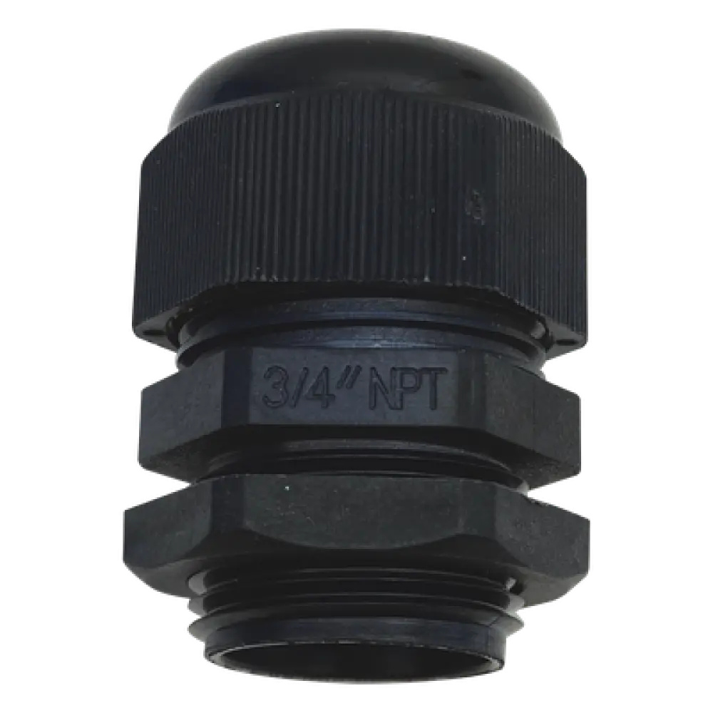 Conector Tipo Glándula / Rosca NPT 3/4" / Rango Cable 10-16 mm / Plástico Industrial / Color Negro