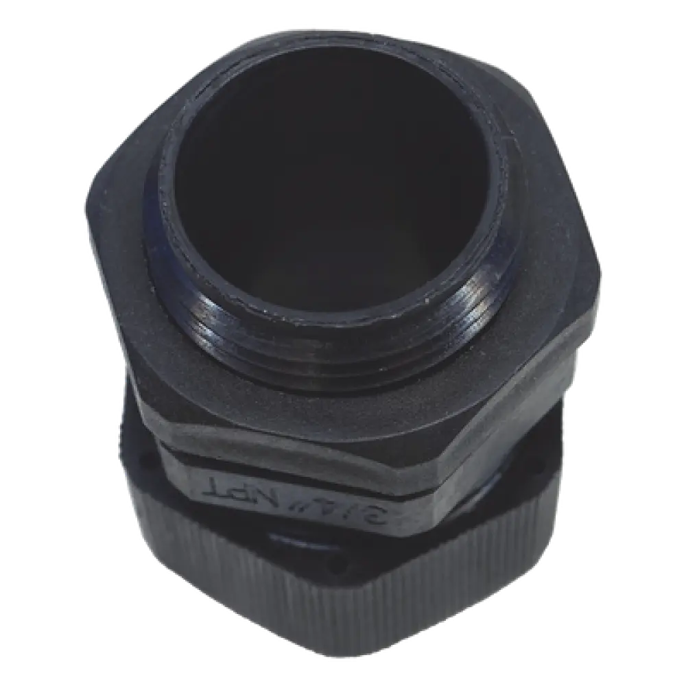 Conector Tipo Glándula / Rosca NPT 3/4" / Rango Cable 10-16 mm / Plástico Industrial / Color Negro