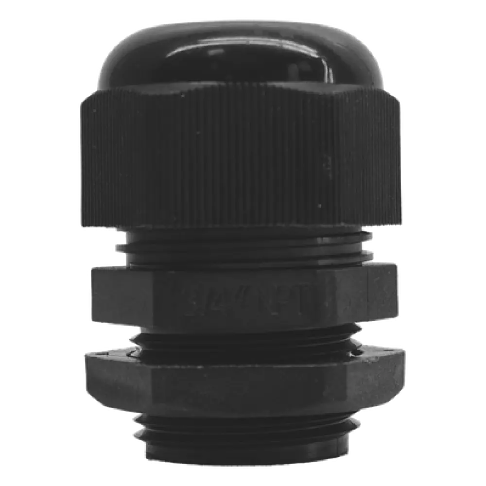 Conector Tipo Glándula / Rosca NPT 3/4" / Rango Cable 10-16 mm / Plástico Industrial / Color Negro