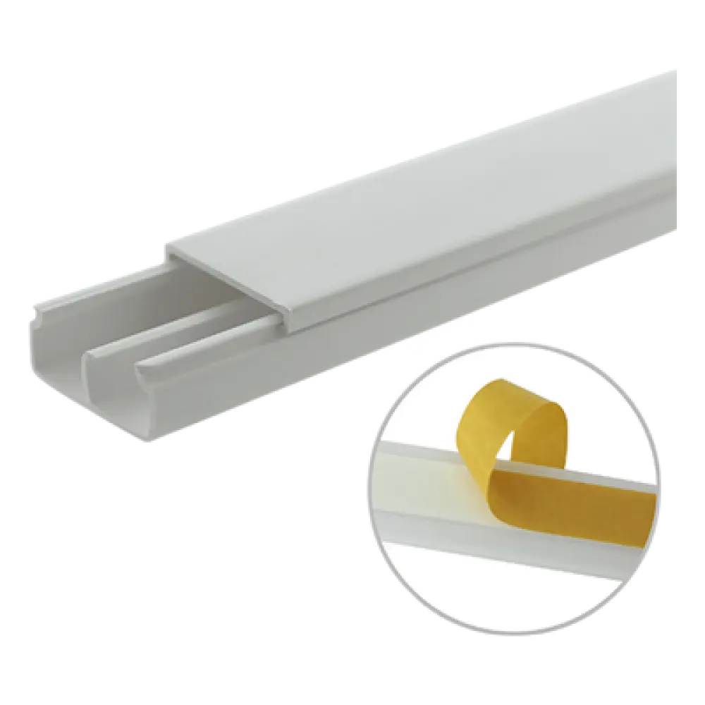 Canaleta PVC / 20 x 10 mm / División Interna / 1.83 m (6 ft) / Auto-extinguible / Cinta Adhesiva / NOM-001-SEDE