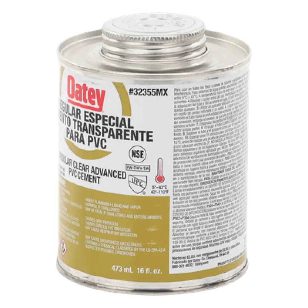 Pegamento / Cemento Claro / 473 ml / Tubo Conduit PVC Pesado / Baja Emisión VOC / Curación Rápida