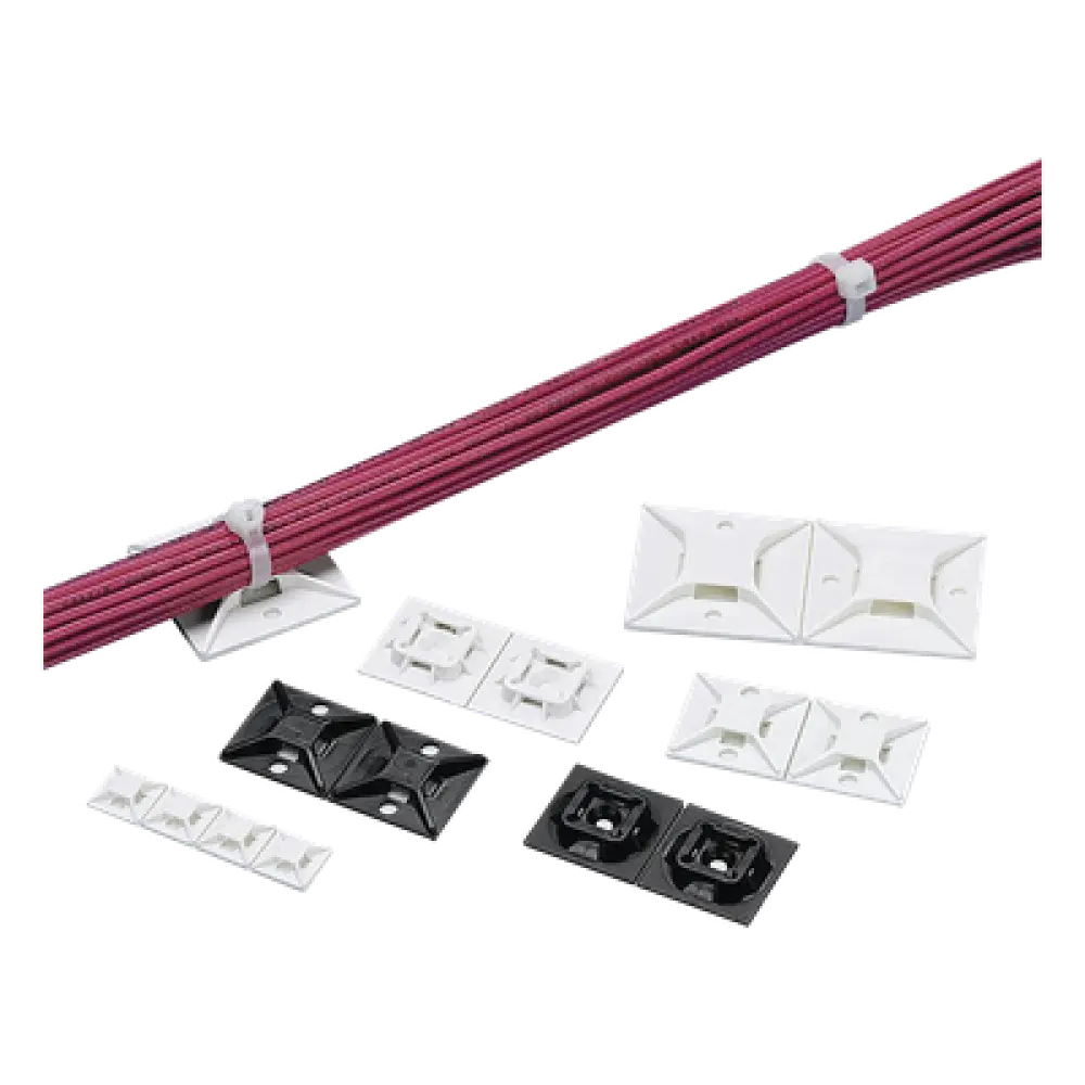 Base Adhesiva para Cinchos / 4 Vías / 25.4 mm x 25.4 mm (1in x 1in) / Interior / ABS Blanco