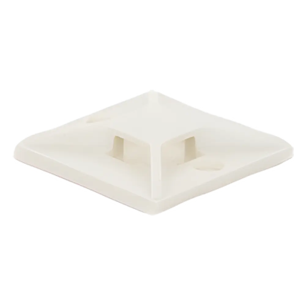 Base Adhesiva para Cinchos / 4 Vías / 25.4 mm x 25.4 mm (1in x 1in) / Interior / ABS Blanco
