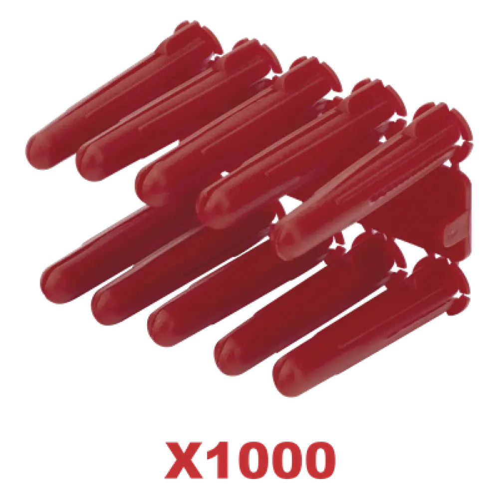 Taquete de Anclaje Plástico / Doble Expansión Multidireccional / 1/4" / Carga 60 kg / Paquete 1000 Piezas / HDPE Resistente