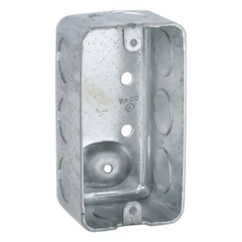 Caja de Conexión Tipo Chalupa / Acero Galvanizado / 4 x 2.125 in / Profundidad 1-7/8 in / 8 Entradas Conduit / 13.0 in³ / UL Listed
