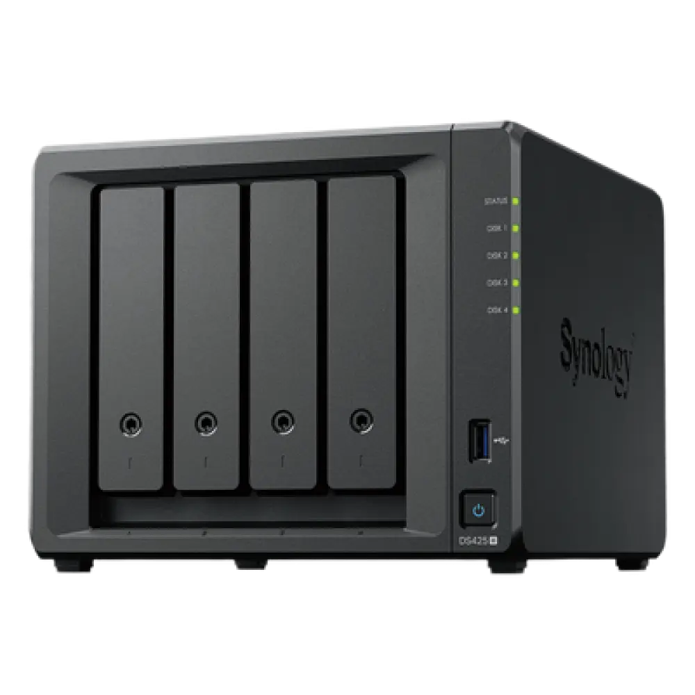NAS 4 Bahías / Intel Celeron J4125 2.7 GHz / 2 GB DDR4 Expandible / 2.5GbE + 1GbE / 2 Ranuras M.2 NVMe / Hasta 80 TB