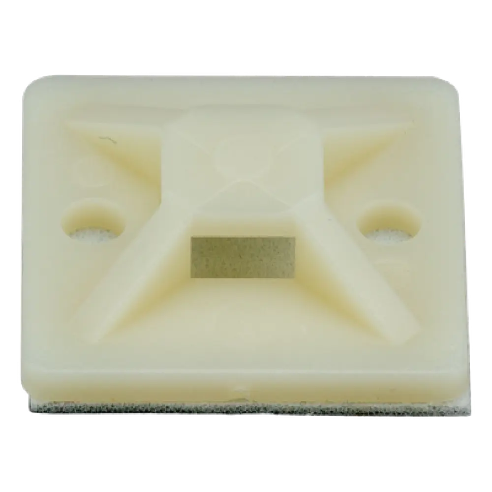 Montaje Adhesivo para Bridas / 25 x 25 mm (0.98 x 0.98 in) / Nylon 6.6 V-2 / 4 Vías / Interior y Exterior / Paquete 100 pz