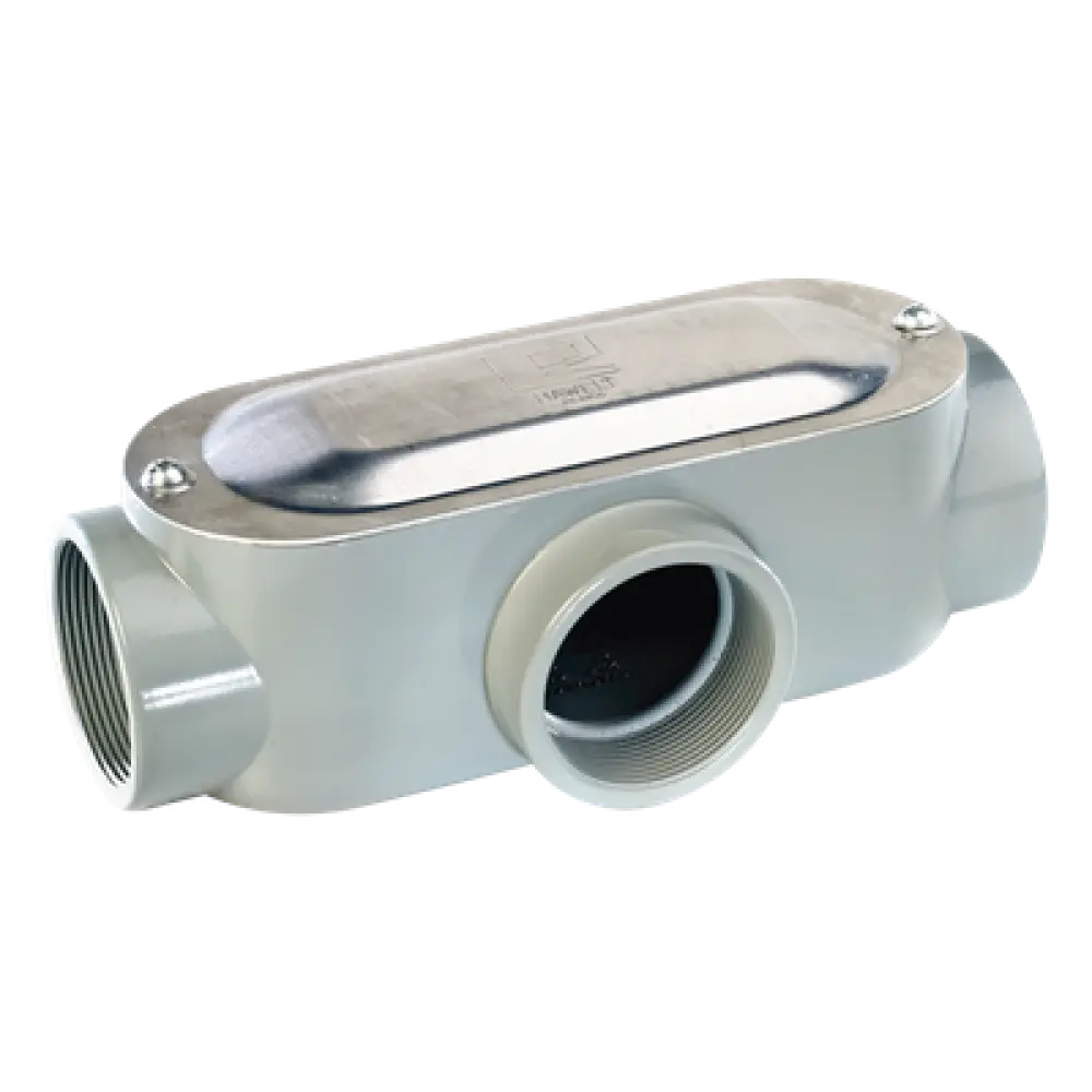Caja de Registro Condulet Tipo T / 1" (25.4 mm) / Volumen 180.1 cm³ / 3 Conductores #4 AWG / Aluminio Diecast / UL y CSA